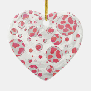 Polka Dot Dalmatiner Rosa und Weiß Keramik Ornament