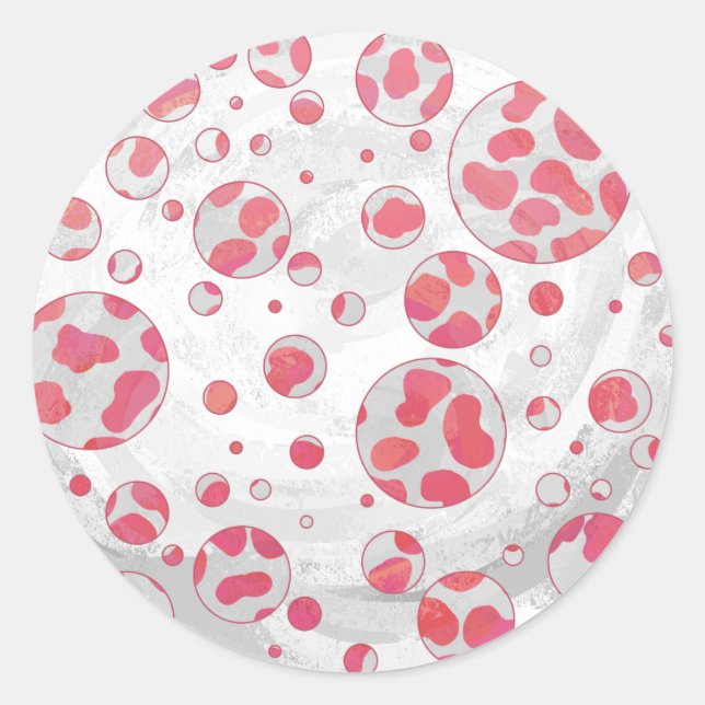Polka Dot Dalmatiner Rosa und Weiß Runder Aufkleber (Vorderseite)