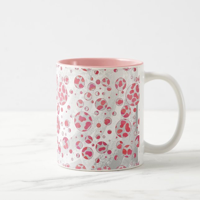 Polka Dot Dalmatiner Rosa und Weiß Zweifarbige Tasse (Rechts)