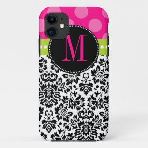 Polka Dot & Damask   Monogramm Case-Mate iPhone Hülle