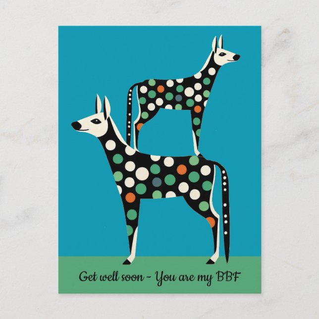 Polka Dot Deer beste Freundin wird bald gesund Postkarte (Vorderseite)