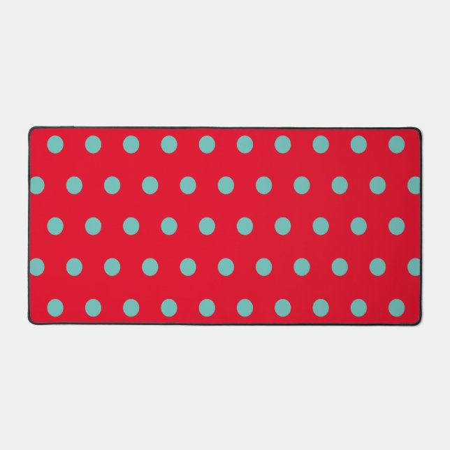 Polka Dot Desk Mat (Red & Aqua) Schreibtischunterlage (Vorderseite)