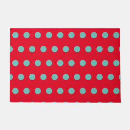 Polka Dot Door Mat (Red & Aqua) Fußmatte