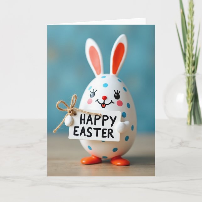 Polka Dot Easter Faux Porcelain Card Karte (Vorderseite)