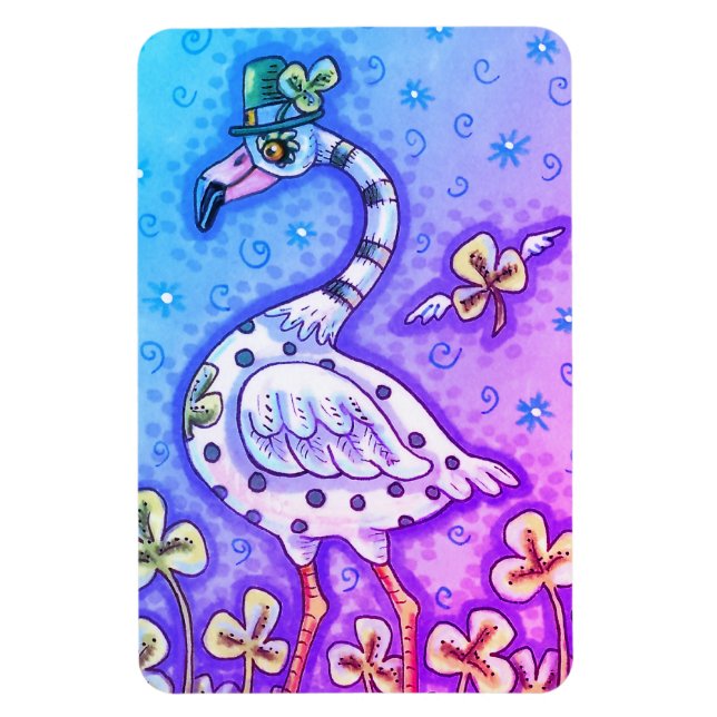 POLKA DOT FLAMINGO, FARBFARBIG ST. PATRICK'S DAY MAGNET (Vertikal)
