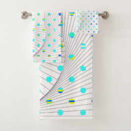 Polka Dot Geometric Badhandtuch Set