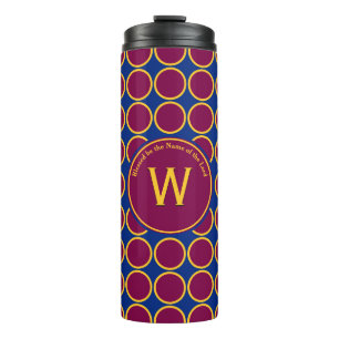 POLKA DOT Geometric Customric Monogram Maroon Thermosbecher