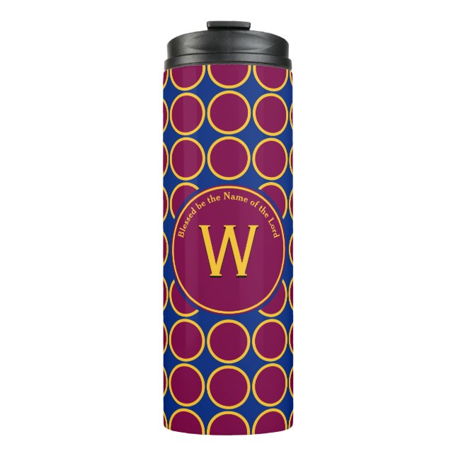 POLKA DOT Geometric Customric Monogram Maroon Thermosbecher (Vorderseite)