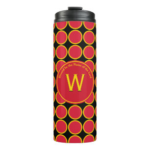 POLKA DOT Geometric Monogram, kundenspezifisch rot Thermosbecher