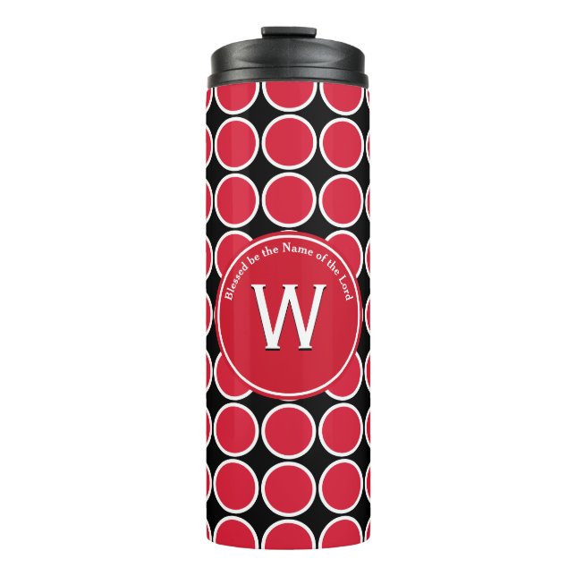 POLKA DOT Geometric Monogram, kundenspezifisch rot Thermosbecher (Vorderseite)