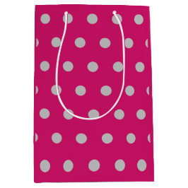 Polka Dot Geschenktasche (Hot Pink & Gray) Mittlere Geschenktüte
