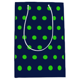 Polka Dot Geschenktasche (Navy Blue & Lime Green) Mittlere Geschenktüte