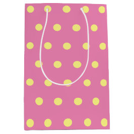 Polka Dot Geschenktasche (rosa & weich gelb) Mittlere Geschenktüte