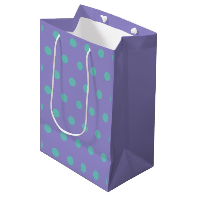 Polka Dot Gift Bag (Lavender & Aqua) Mittlere Geschenktüte (Vorderseite Schrägansicht)