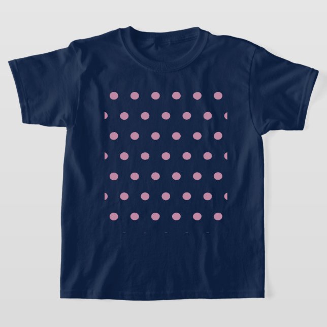 Polka Dot Girl's T - Shirt (Mitternacht Blau & Ros (Ablage )
