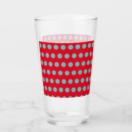 Polka Dot Glass Tumbler (Red & Aqua)
