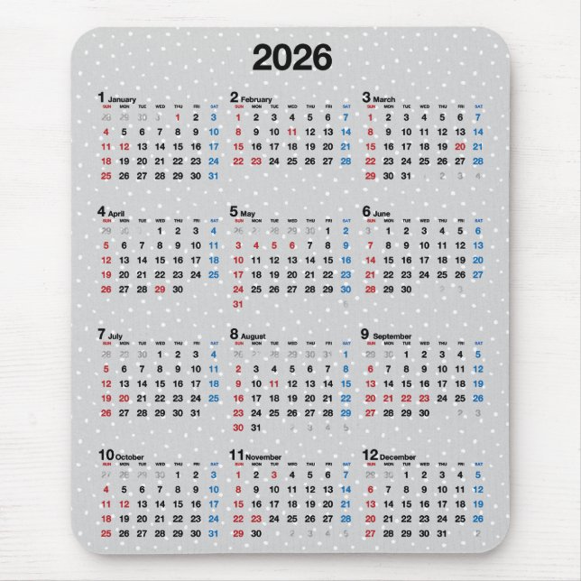 Polka Dot Gray 2025 Kalender Mousepad (Vorne)