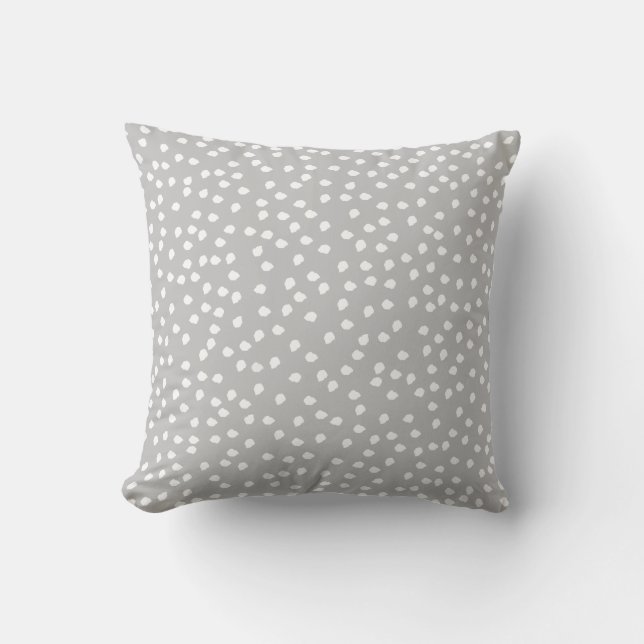 Polka Dot Gray und White Kissen (Vorderseite)