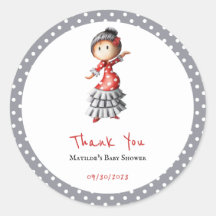 Polka Dot Gray White Flamenco Sevillana Dancer