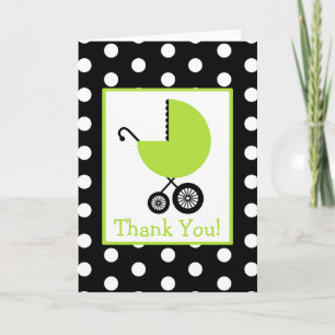 Polka Dot & Green Carriage Baby Dusche Vielen Dank Dankeskarte