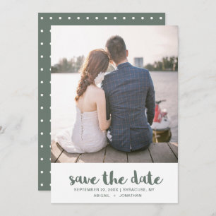 Polka Dot Green Foto Wedding Save The Date