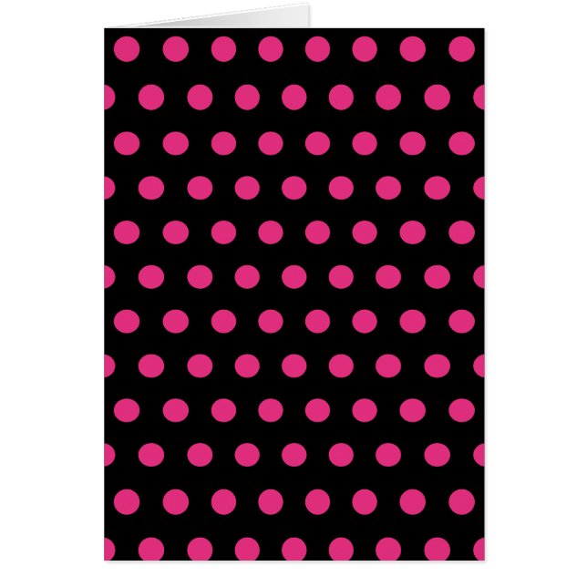 Polka Dot Greeting Card (Schwarz & Neon Pink) (Vorne)