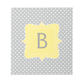 Polka Dot Grey und Yellow Monogram Notizblock