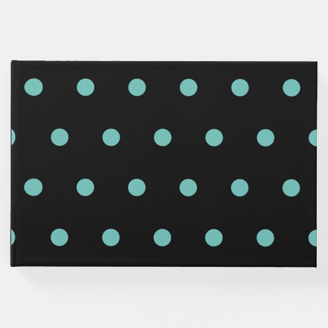 Polka Dot Guest Book (Black & Aqua) Gästebuch (Vorderseite)