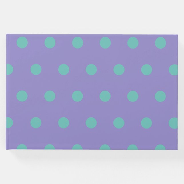 Polka Dot Guest Book (Lavender & Aqua) Gästebuch (Vorderseite)