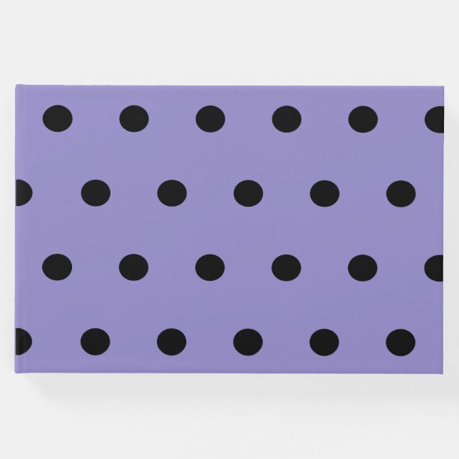 Polka Dot Guest Book (Lavender & Black) Gästebuch (Vorderseite)