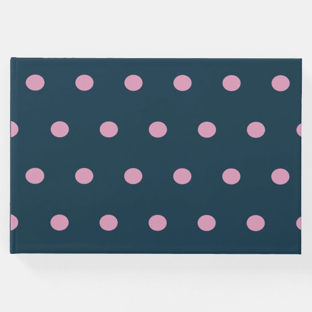 Polka Dot Guest Book (Midnight Blue & Soft Pink) Gästebuch (Vorderseite)