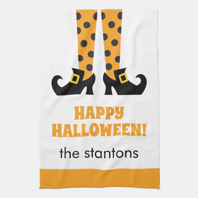 Polka Dot Halloween Hexenküche Handtuch (Vertikal)