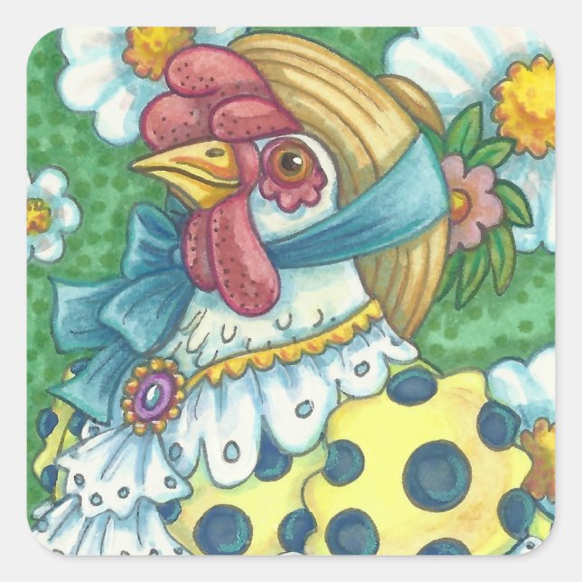 POLKA DOT HAND, CHICKEN STICKERS Square, Blatt (Vorderseite)