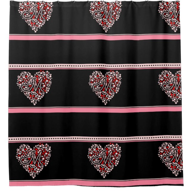 Polka Dot Heart Duschvorhang (Vorderseite)