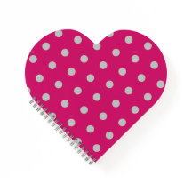 Polka Dot Heart Notebook (Hot Pink & Gray)