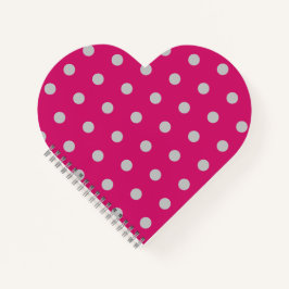 Polka Dot Heart Notebook (Hot Pink & Gray) Notizbuch