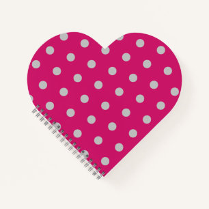 Polka Dot Heart Notebook (Hot Pink & Gray) Notizbuch