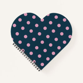 Polka Dot Heart Notebook (Midnight Blue & Pink) Notizbuch