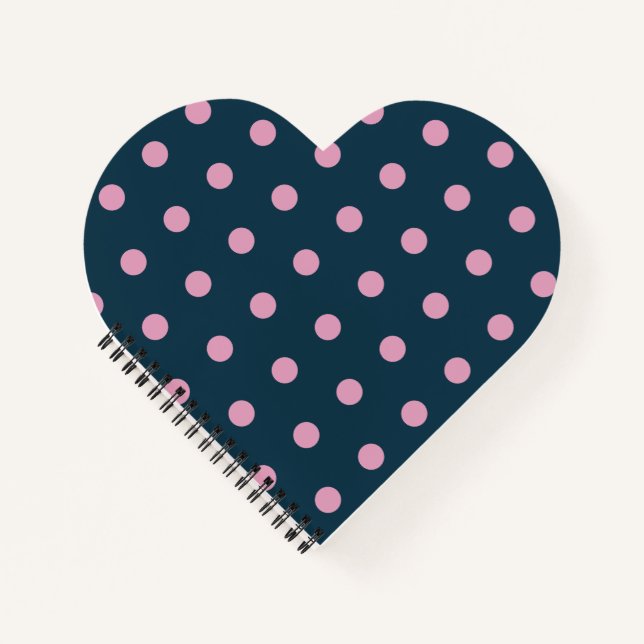 Polka Dot Heart Notebook (Midnight Blue & Pink) Notizbuch (Vorderseite)