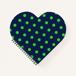 Polka Dot Heart Notebook (Navy Blue & Lime Green) Notizbuch