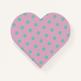 Polka Dot Heart Notebook (Pink & Aqua) Notizbuch
