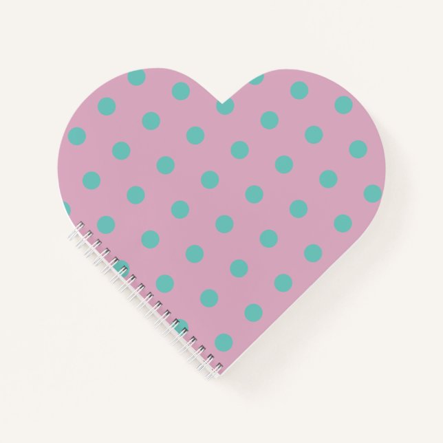 Polka Dot Heart Notebook (Pink & Aqua) Notizbuch (Vorderseite)