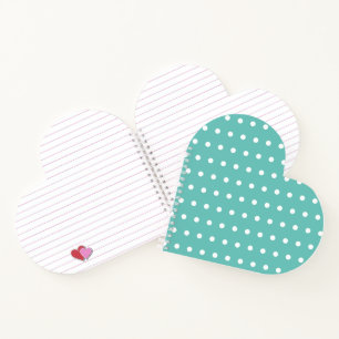 Polka Dot Heart Shaped Notebook (Aqua & White) Notizbuch