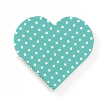 Polka Dot Heart Shaped Notebook (Aqua & White)