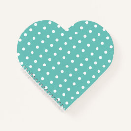 Polka Dot Heart Shaped Notebook (Aqua & White) Notizbuch
