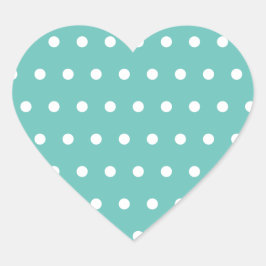 Polka Dot Heart Shaped Stickers (Aqua & White)