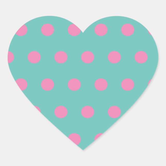Polka Dot Heart Stickers (Aqua & Pink) (Vorderseite)