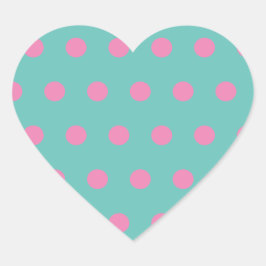 Polka Dot Heart Stickers (Aqua & Pink)