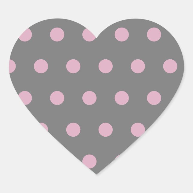 Polka Dot Heart Stickers (dunkelgrau und weich ros (Vorderseite)
