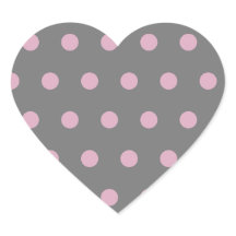 Polka Dot Heart Stickers (dunkelgrau und weich ros